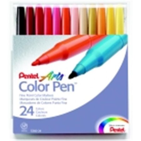 PENTEL Pentel Fine Fiber Tip Non-Toxic Water Based Color Marker Set 24 399584